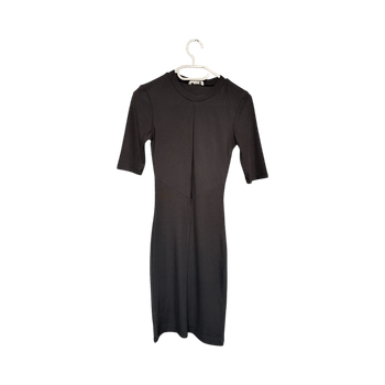 Black ribbed midi dress