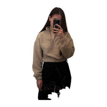 Beige zip-up pullover