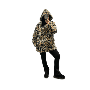 Tiger print faux fur jacket