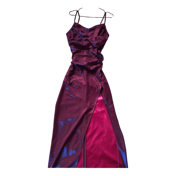 Shimmering purple midi dress