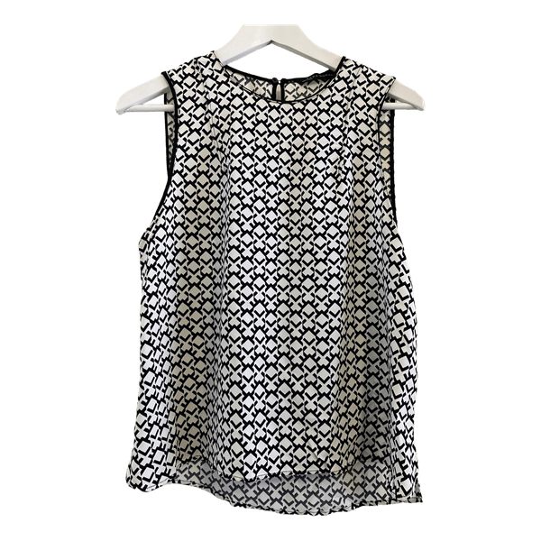Zara kuviollinen, mustavalkoinen, väljä hihaton pusero, koko S