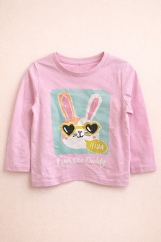 Pink bunny long-sleeve shirt