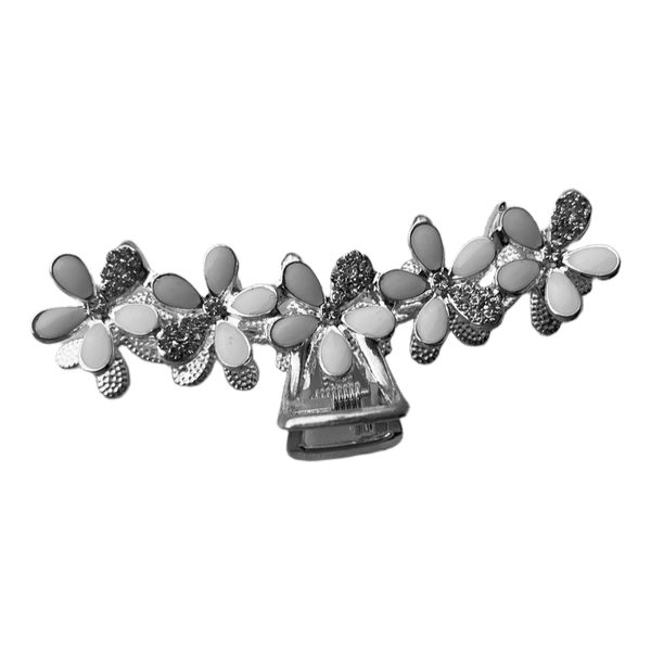Floral silver hair claw clip