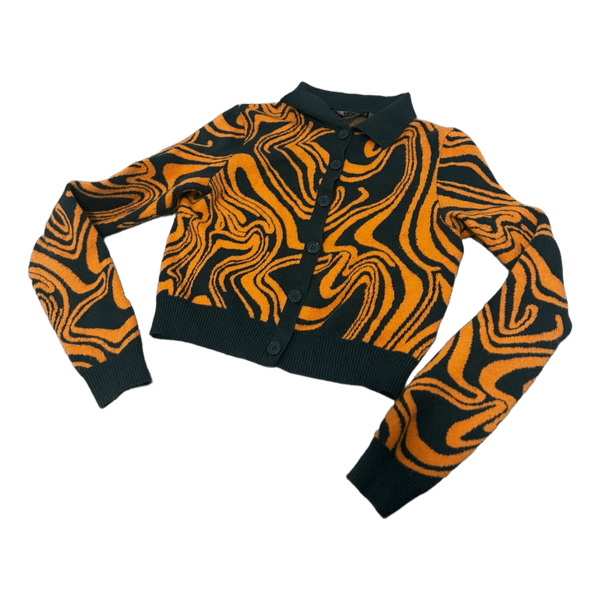 Green and orange patterned cardigan
