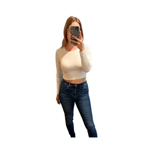 White long sleeve top