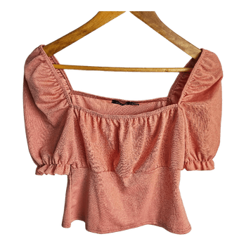 Coral puff sleeve top
