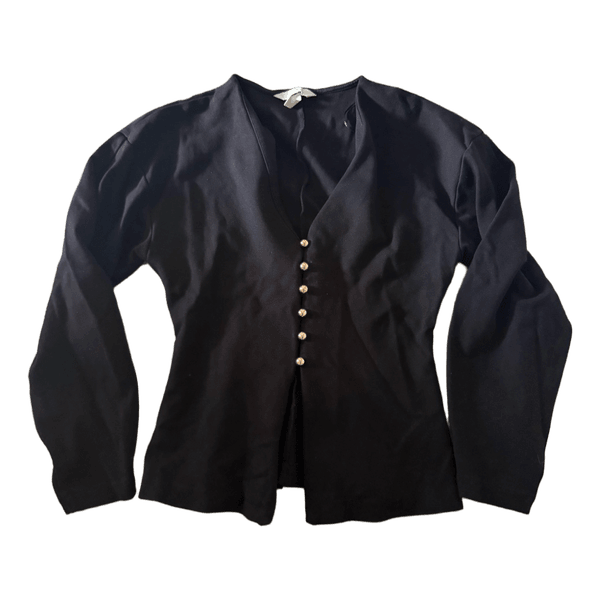 Sort langærmet bluse