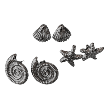 Silver sea theme earrings