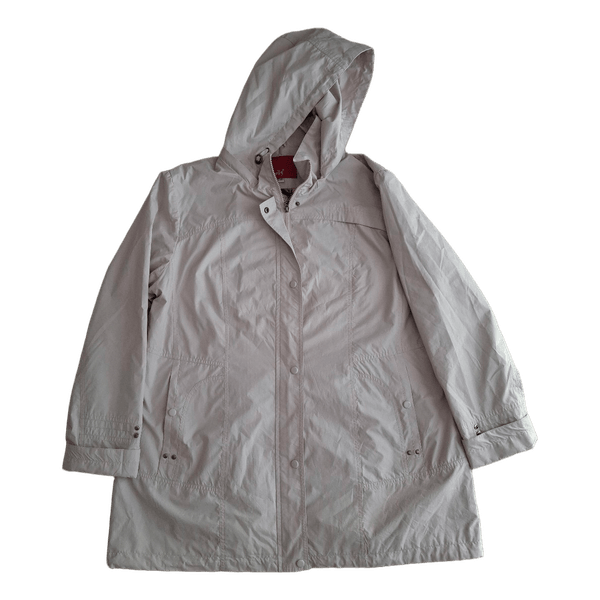 Beige takki hupulla