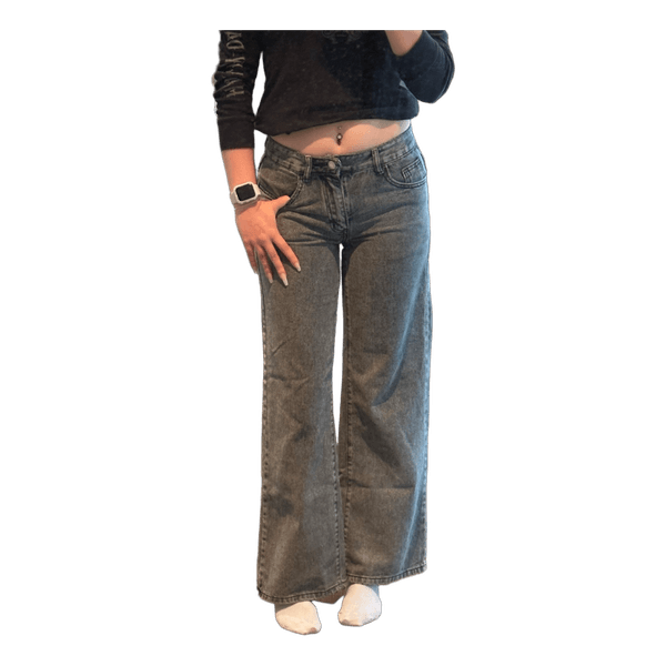 Grey wide leg jeans