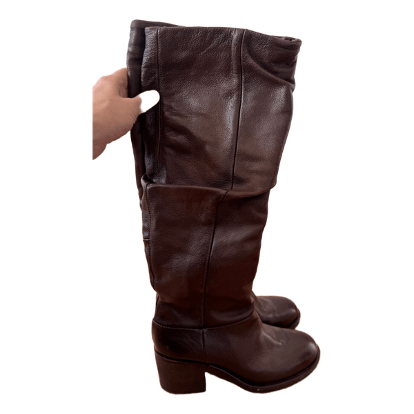 Brown leather boots