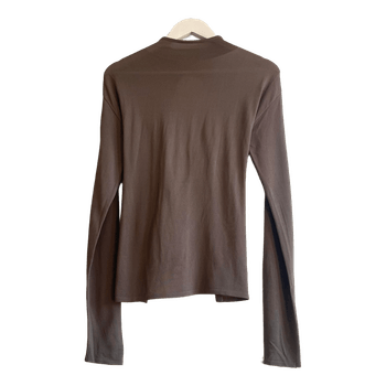 ZARA Brown Tie Back Knit Top Open Back Long Sleeve Stretch Women Size S