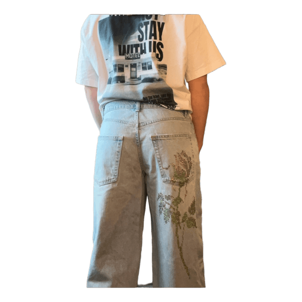 Zara lyseblå jeans med palietter