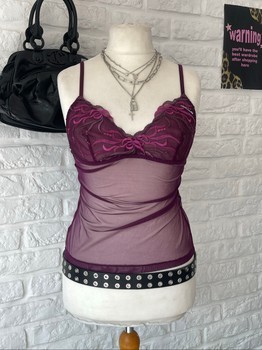 Purple mesh camisole top