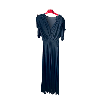 Sheer black evening dress with embellishments