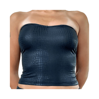 Musta krokokuosinen bandeau-toppi XS/S – bile / festari / edgy