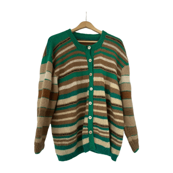 Oversized striped button-up cardigan