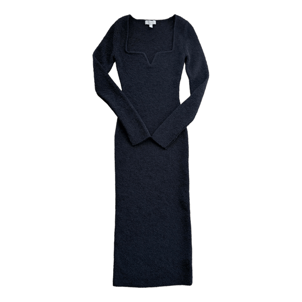 H&M Black Textured Midi Dress - Size S