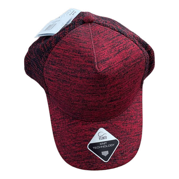 Red knit snapback cap