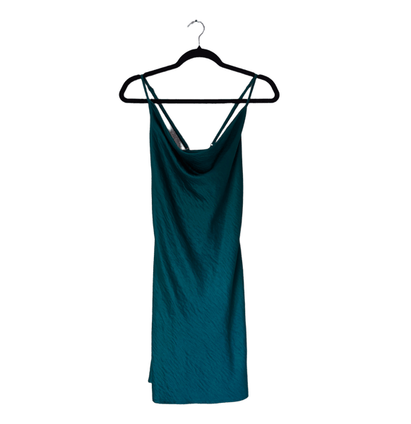 Green satin slip dress