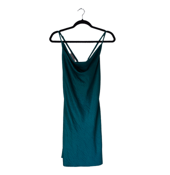 Green satin slip dress
