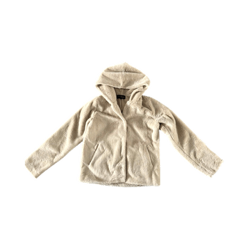 Beige hooded fluffy jacket