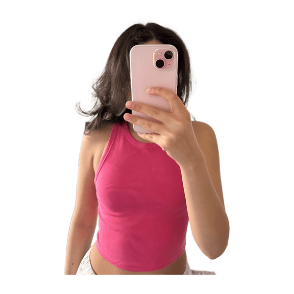 Pink ribbed crop top
