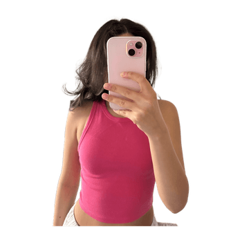 Pink ribbed crop top