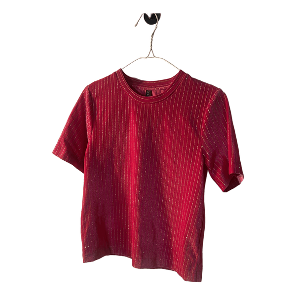 Pink t-shirt med glimmerstriber