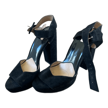 Black block heel sandals