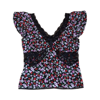 Dolce & Gabbana floral lace trim top