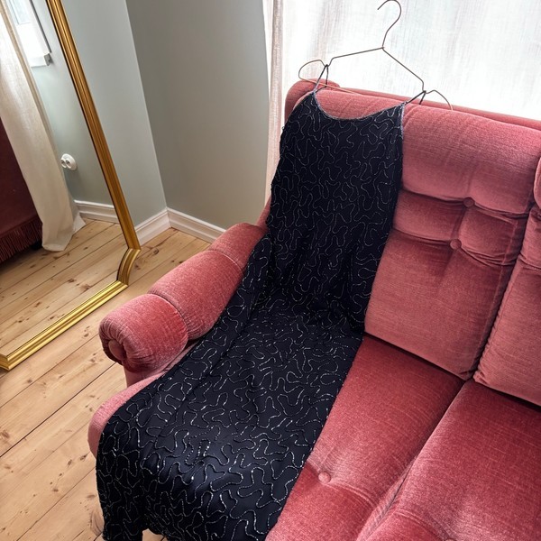 Vintage black beaded evening dress