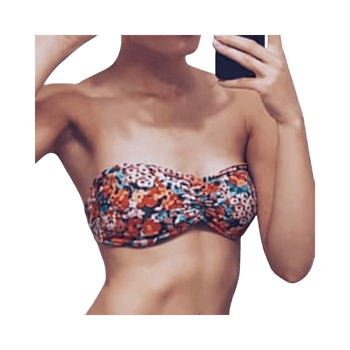 Kukallinen bikinitoppi S / 36 – bandeau / halterneck / summer / floral / kesä / bikini