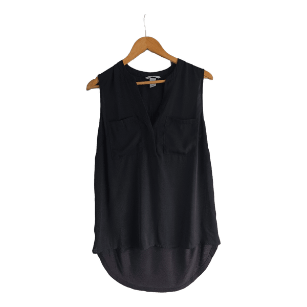 Black sleeveless blouse