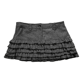 Grey ruffled mini skirt