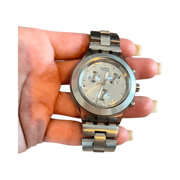 Swatch silver chronograph watch