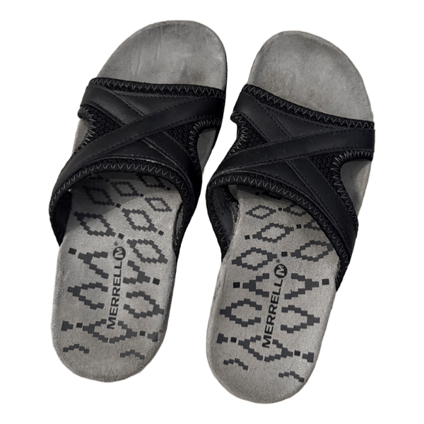 Black leather sandals