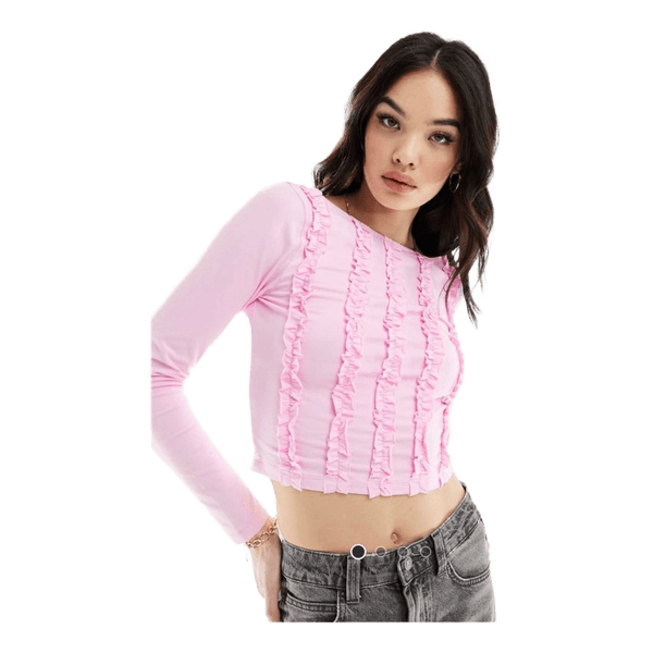 Pink ruffle crop top