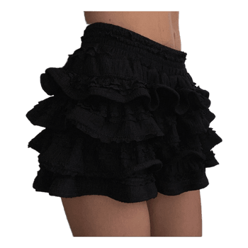 Black ruffled shorts