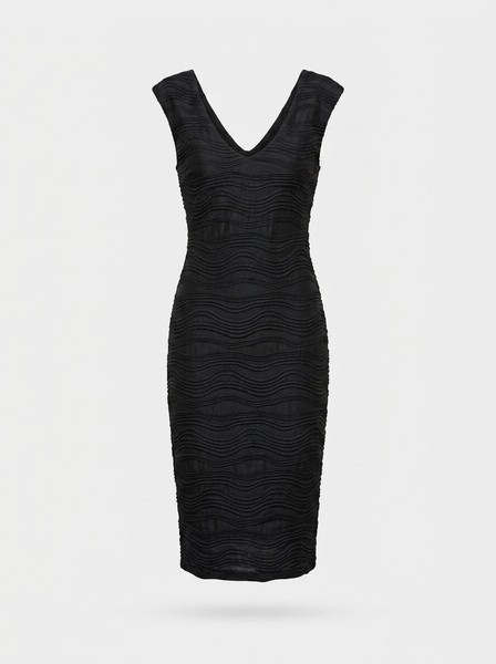 Black textured evening dress