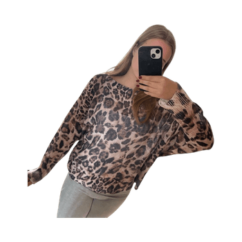 Leopardkuvioinen neulepusero