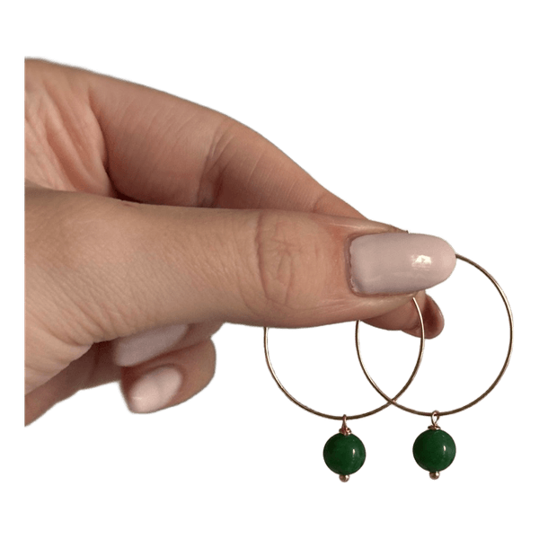 grøn jade guld øreringe