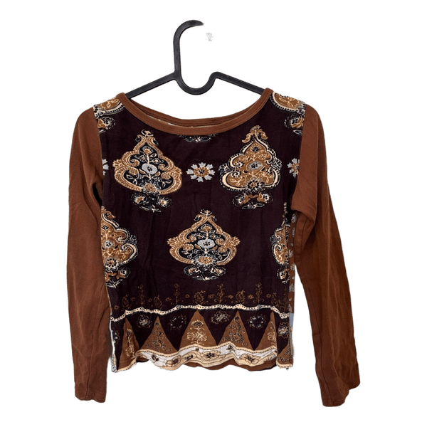 Kuviollinen vintage pitkähihainen pusero