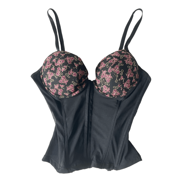 Black floral corset top