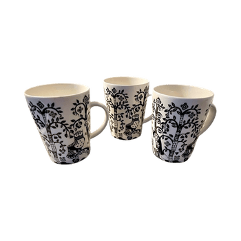 Iittala Musta-valkoinen kuviollinen muki, 3 kpl