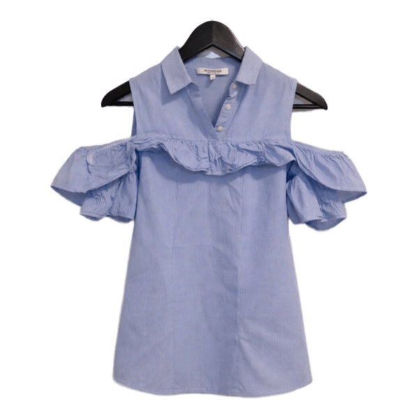 Blue off-shoulder blouse