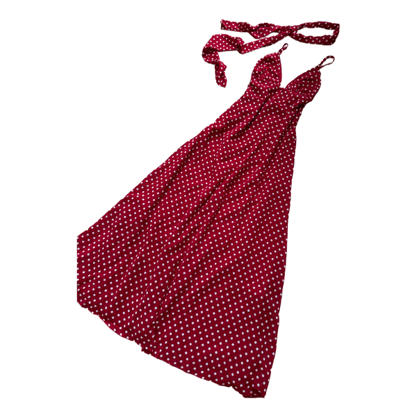Red polka dot long dress