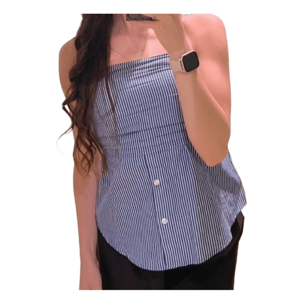 Blue striped tube top