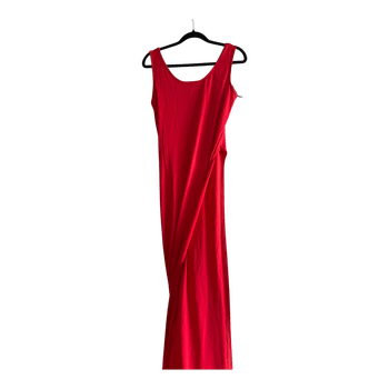 Red sleeveless asymmetrical long shirt
