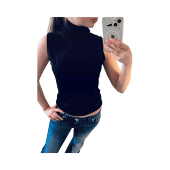 Musta korkeakauluksinen toppi